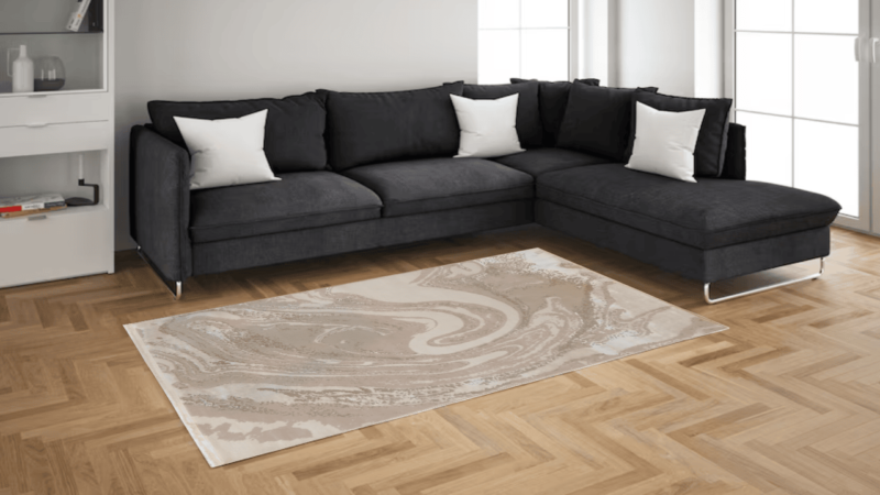 Luxury Turkish Beige Swirl Area Rug