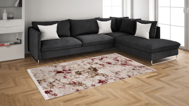Modern Turkish Abstract Red & Beige Area Centerpiece
