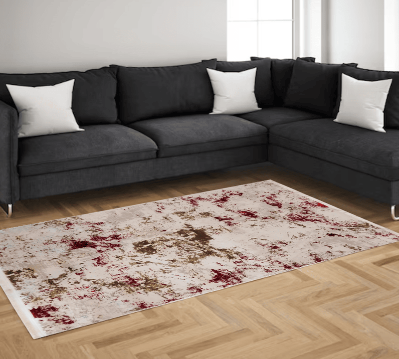 Modern Turkish Abstract Red & Beige Area Centerpiece